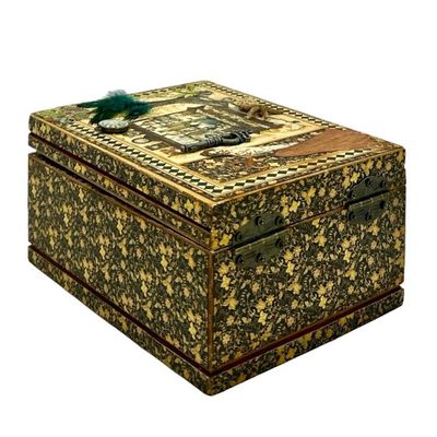 Alternate image for Handcrafted Olde Curiosity Shoppe Wooden Treasure Box Altered Paper Art Creation