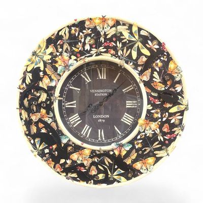 Alternate image for Butterfly Garden Upcycled Altered Art Decorative Wall Clock with Coordinating Keepsake Envelope