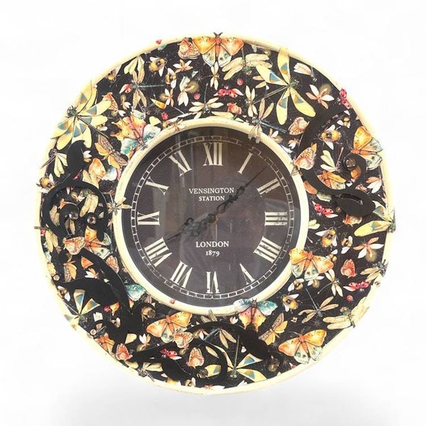 Alternate image for Butterfly Garden Upcycled Altered Art Decorative Wall Clock with Coordinating Keepsake Envelope