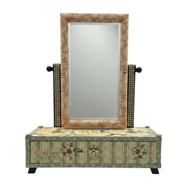 Alternate image for Handcrafted Vintage-Inspired Jewelry Box with Mirror Altered Paper Art Creation