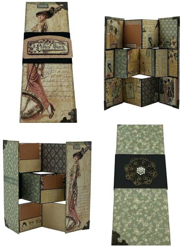 Alternate image for Handcrafted Vintage-Inspired Jewelry Box with Mirror Altered Paper Art Creation