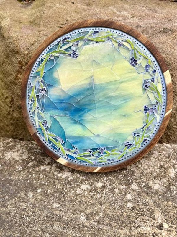 Alternate image for Kitchen Mosaic Art Lazy Susan Turnable Stained Glass Practical Handmade Artsy Classy Functional Mosaic for kitchen/dining table, gift home