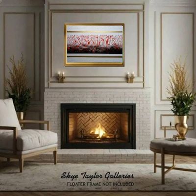 Alternate image for Chicago Jazz: Large Abstract Red & Black Splatter Painting with Textured Gold Accents (36 x 24)