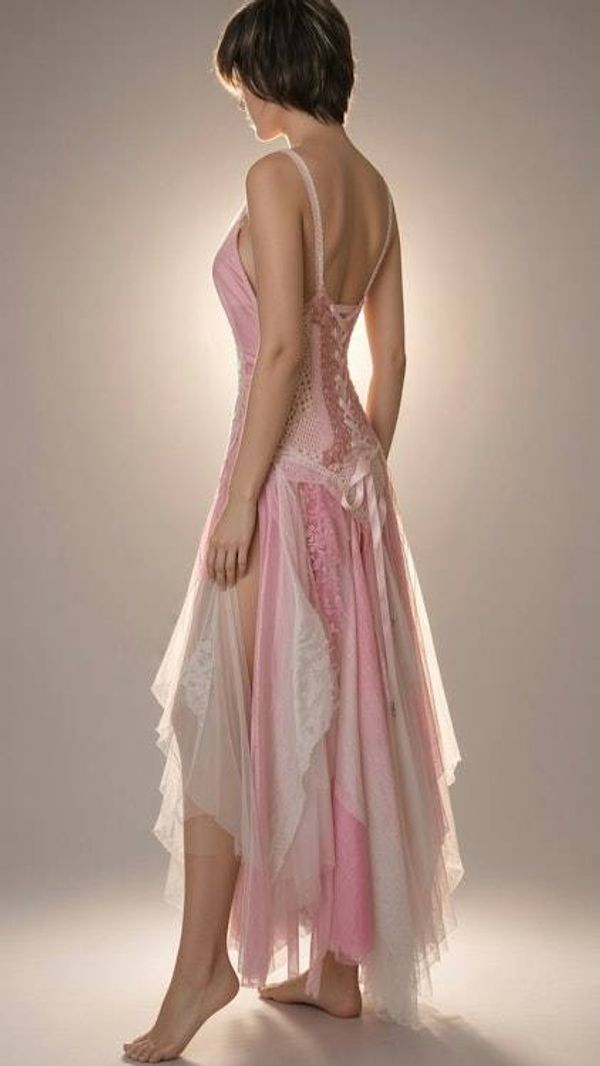 Alternate image for Ethereal pink and white handcrafted crochet bodice maxi dress with layered tulle skirt