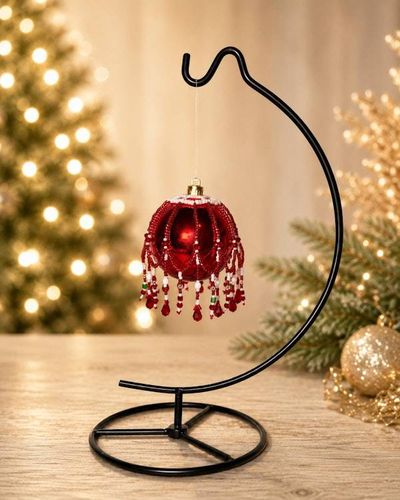 Alternate image for Handmade Beaded Christmas Ornament Cover – Holiday Heirloom Red & White Design