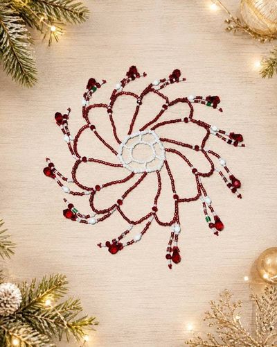 Alternate image for Handmade Beaded Christmas Ornament Cover – Holiday Heirloom Red & White Design