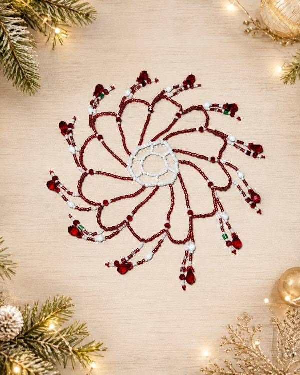 Alternate image for Handmade Beaded Christmas Ornament Cover – Holiday Heirloom Red & White Design