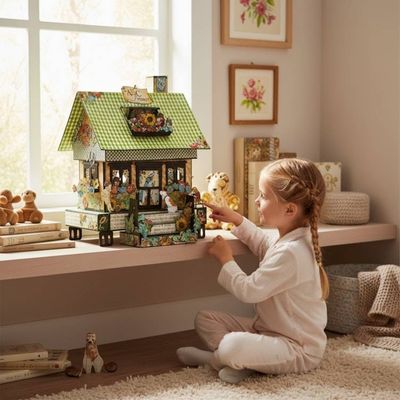 Primary image for Handcrafted ABC Primer School House Paper Art Creation with Coordinating Mini Book
