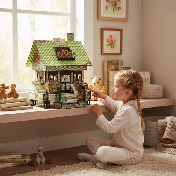 Alternate image for Handcrafted ABC Primer School House Paper Art Creation with Coordinating Mini Book
