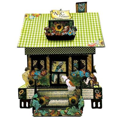 Alternate image for Handcrafted ABC Primer School House Paper Art Creation with Coordinating Mini Book
