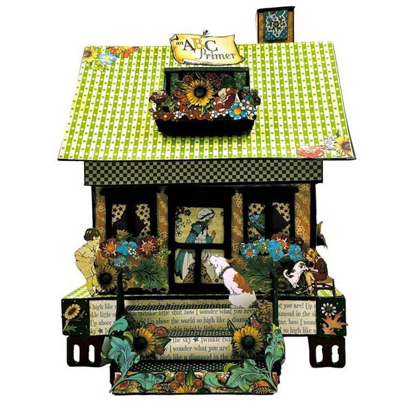 Alternate image for Handcrafted ABC Primer School House Paper Art Creation with Coordinating Mini Book