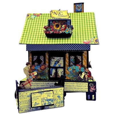 Alternate image for Handcrafted ABC Primer School House Paper Art Creation with Coordinating Mini Book