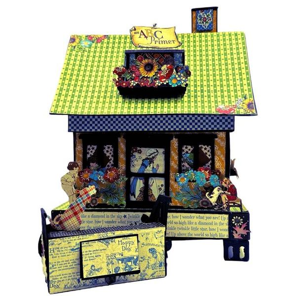 Alternate image for Handcrafted ABC Primer School House Paper Art Creation with Coordinating Mini Book