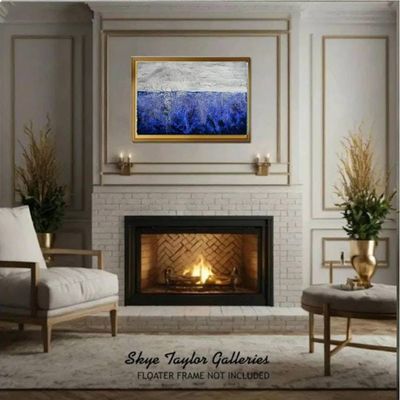 Alternate image for Evolution of the Day – 36x24 Textured Blue and Silver Sunrise Abstract Acrylic Painting on Canvas