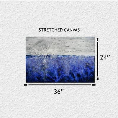Alternate image for Evolution of the Day – 36x24 Textured Blue and Silver Sunrise Abstract Acrylic Painting on Canvas