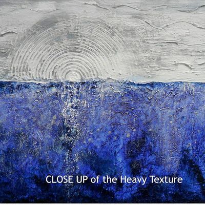 Alternate image for Evolution of the Day – 36x24 Textured Blue and Silver Sunrise Abstract Acrylic Painting on Canvas