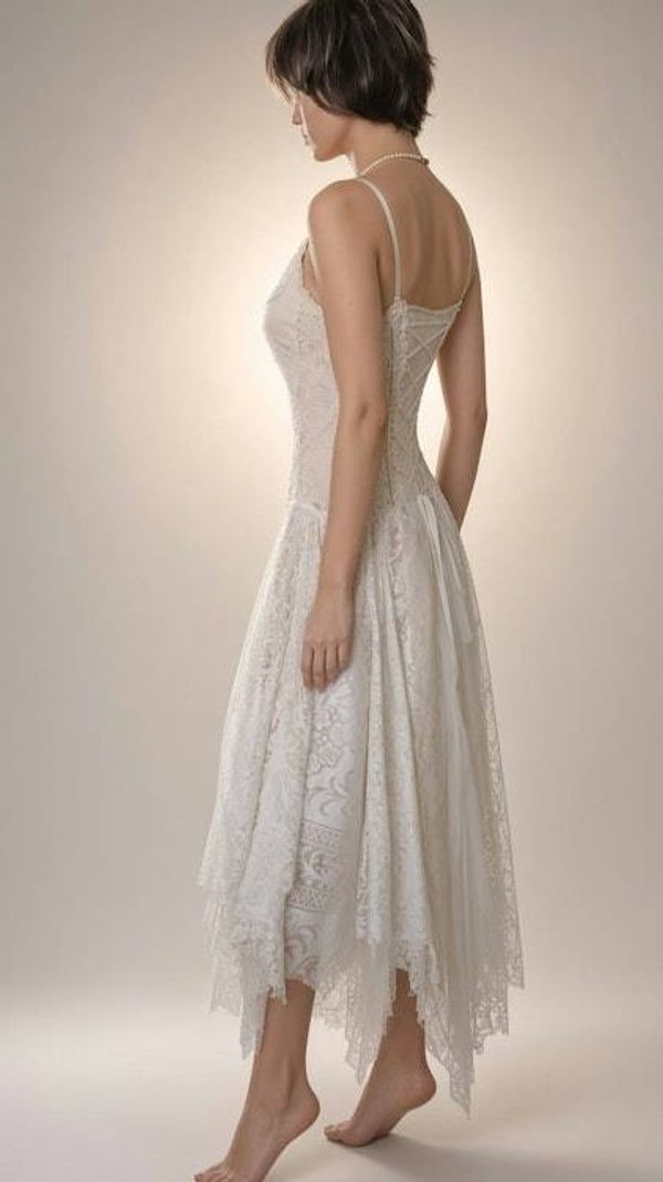 Alternate image for Handcrafted Ivory Lace Dress with Corset Back - Bohemian Wedding or Special Occasion Gown