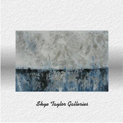 Primary image for Fields of Blue – 36x24 Heavy Textured Blue and Slate Grey Abstract Landscape Acrylic Painting