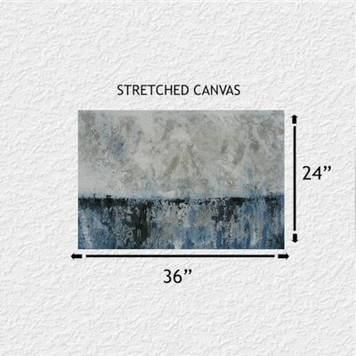 Alternate image for Fields of Blue – 36x24 Heavy Textured Blue and Slate Grey Abstract Landscape Acrylic Painting