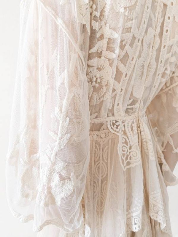 Alternate image for Unique cream layered, bohemian style dress.