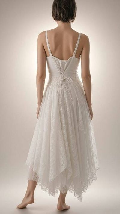 Alternate image for Romantic ivory lace Bohemian maxi dress with flutter sleeves and lace up back