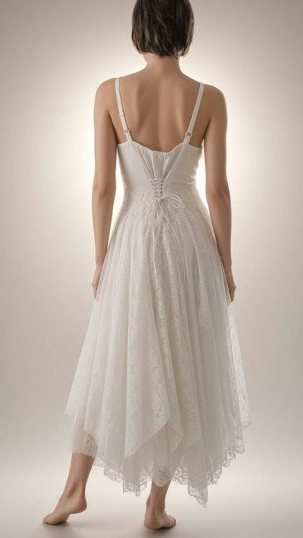 Alternate image for Romantic ivory lace Bohemian maxi dress with flutter sleeves and lace up back