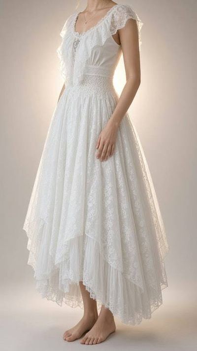 Alternate image for Romantic ivory lace Bohemian maxi dress with flutter sleeves and lace up back
