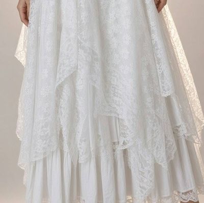 Alternate image for Romantic ivory lace Bohemian maxi dress with flutter sleeves and lace up back