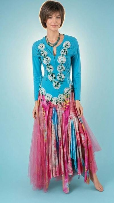 Alternate image for Pink and aqua Bohemian maxi dress with embellished bodice