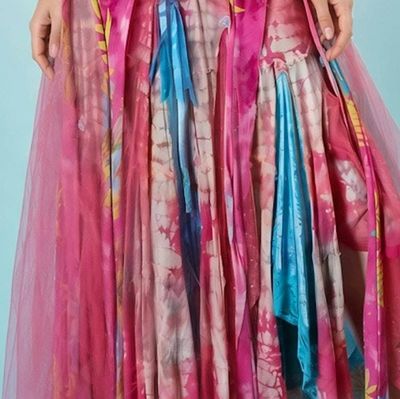 Alternate image for Pink and aqua Bohemian maxi dress with embellished bodice