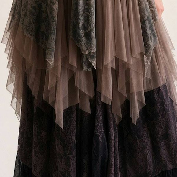 Alternate image for Bohemian Lace and Tulle Layered Ombré Dress with Victorian-Inspired Details