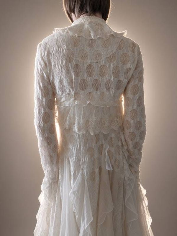 Alternate image for Romantic, Bohemian, cream lace two-piece dress and jacket.