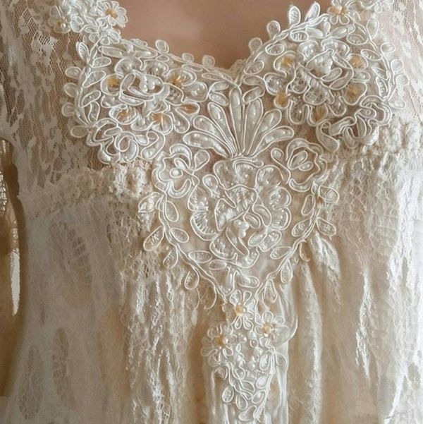 Alternate image for Romantic, Bohemian, cream lace two-piece dress and jacket.