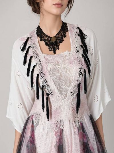 Alternate image for Ethereal Layered Bohemian Dress with Fringe Details