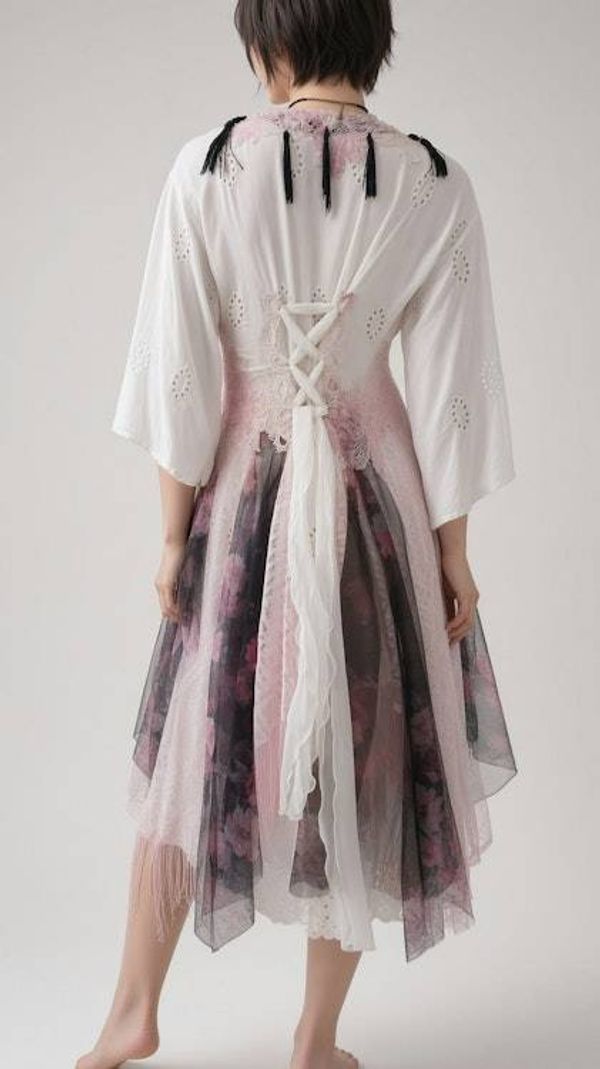 Alternate image for Ethereal Layered Bohemian Dress with Fringe Details