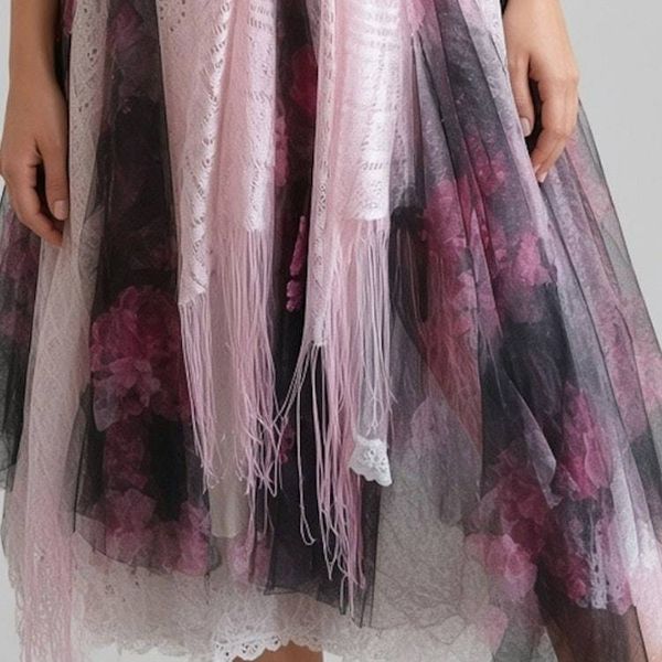 Alternate image for Ethereal Layered Bohemian Dress with Fringe Details
