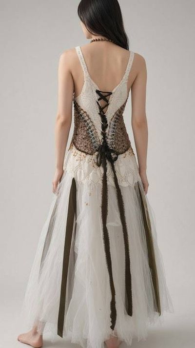 Alternate image for Handcrafted sequined tulle evening gown with lace-up back