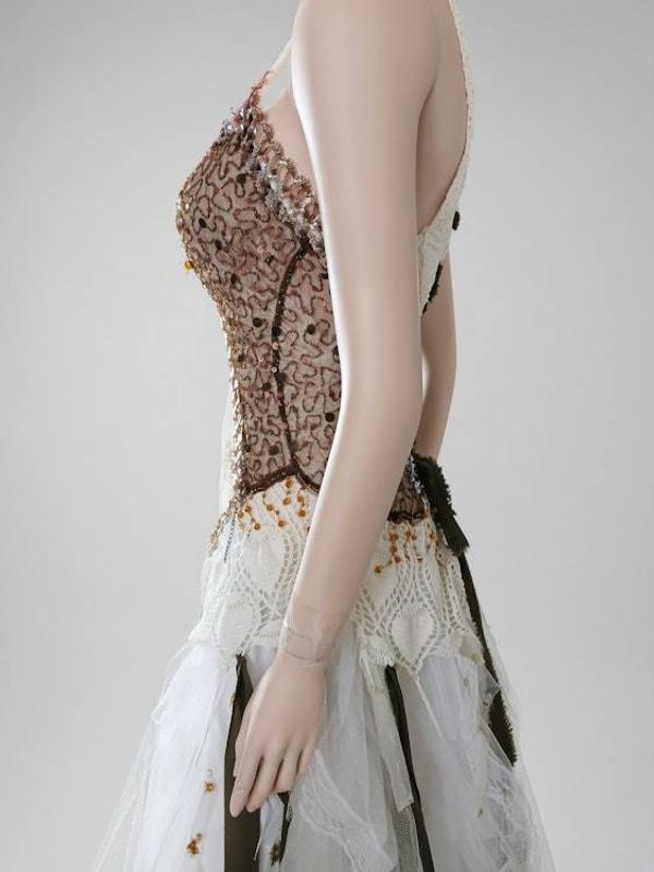 Alternate image for Handcrafted sequined tulle evening gown with lace-up back