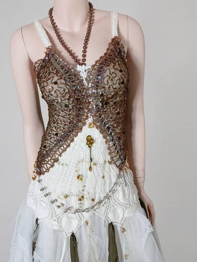 Alternate image for Handcrafted sequined tulle evening gown with lace-up back