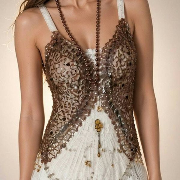 Alternate image for Handcrafted sequined tulle evening gown with lace-up back