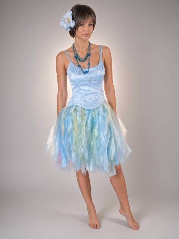 Alternate image for Enchanted water nymph cocktail or prom dress with ethereal shimmering skirt