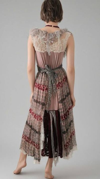 Alternate image for Handcrafted Bohemian lace and mesh midi dress with unique details