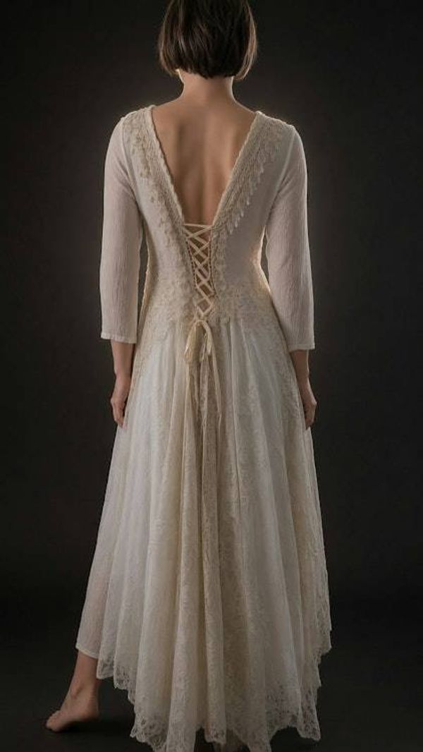 Alternate image for Vintage-Inspired layered lace and crochet maxi dress with lace-up back detail