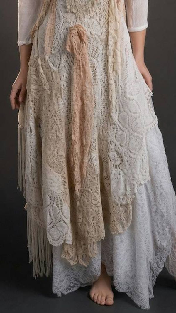 Alternate image for Vintage-Inspired layered lace and crochet maxi dress with lace-up back detail