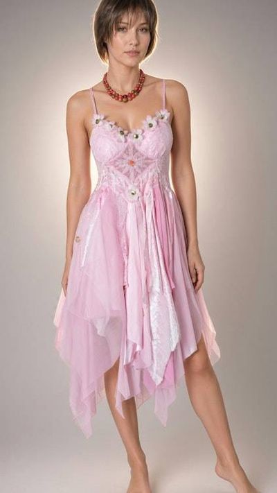 Alternate image for Ethereal pink handkerchief hem dress with lace bodice and embellished accents