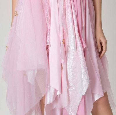 Alternate image for Ethereal pink handkerchief hem dress with lace bodice and embellished accents