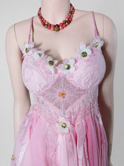 Alternate image for Ethereal pink handkerchief hem dress with lace bodice and embellished accents