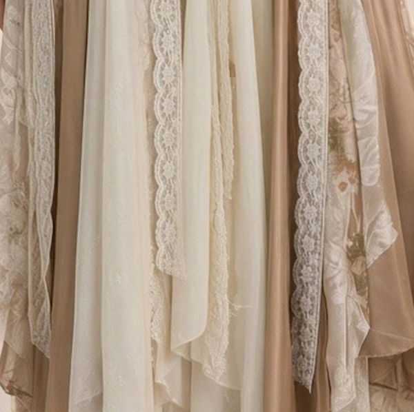 Alternate image for Victorian inspired lace overlay and maxi dress with long sleeves in champagne
