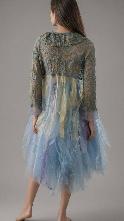 Alternate image for Handcrafted unique two-piece dress with soft light jacket