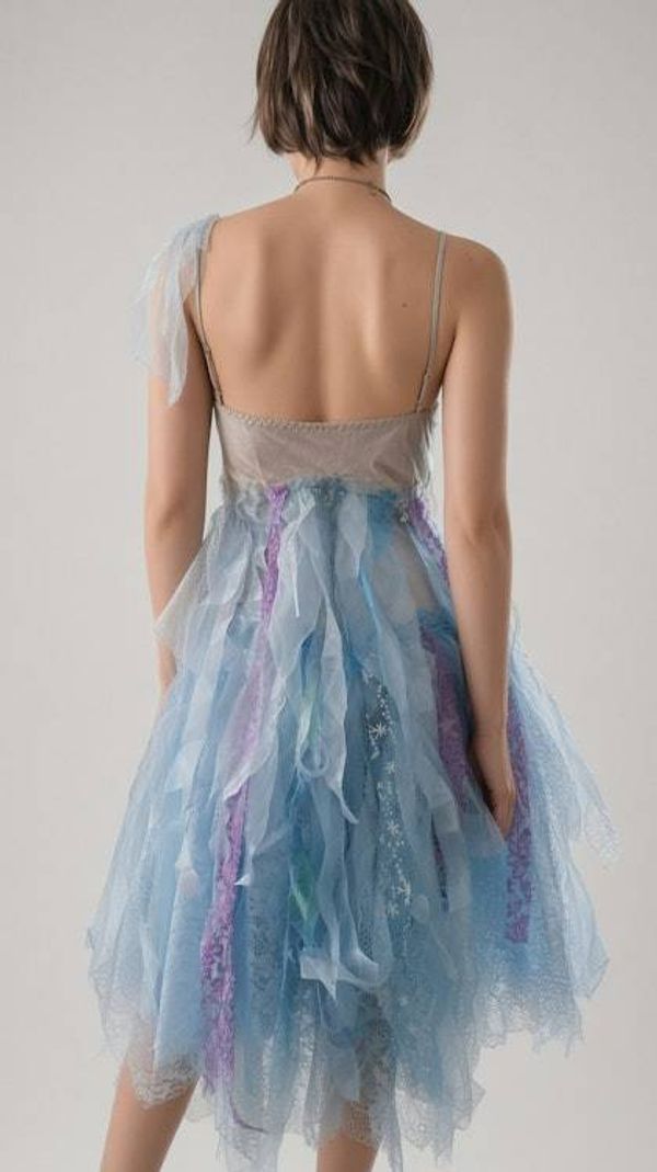 Alternate image for Handcrafted unique two-piece dress with soft light jacket